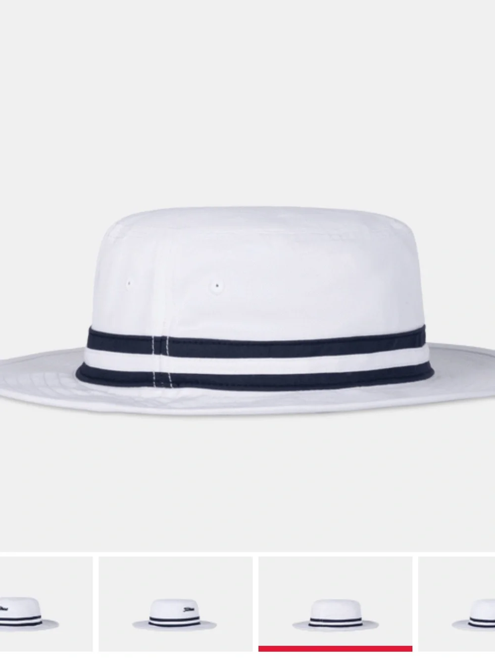 Titleist White Bucket Hat with Navy Stripe Band